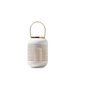 Farol de hierro y vidrio vintage con recubrimiento en polvo rojo, mini faroles para decoración de mesa en el hogar, bodas y Navidad. - Product Image 2