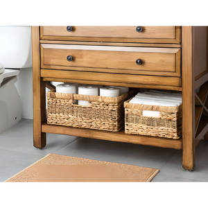 Panier de rangement fait main en jonc de mer naturel et jacinthe d'eau avec cadre et poignées durables - Product Image 2