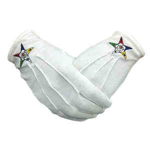 Gants en coton blancs avec broderie couronne et croix, longueur poignet, usage décontracté, utilisation quatre saisons - Product Image 5