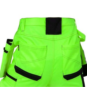 High Visibility Reflective <b>Work</b> Pants Men Safety Construction Cargo <b>Trousers</b> Multi Pocket Durable Neon Green Workwear <b>Trousers</b> - Product Image 5