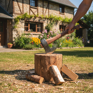 Hache de survie avec manche en bois, tête en acier forgé, lame de 11,3 cm, longueur totale de 38 cm - Product Image 6