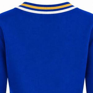 Suéter de punto personalizado para mujer con cuello en V, manga larga, diseño de letras con rayas acanaladas en contraste, ropa de punto informal a la moda. - Product Image 4