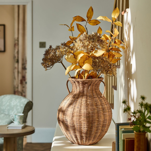 Jarrón decorativo rústico de ratán natural con asas, jarrones para flores, precio al por mayor de fábrica en Vietnam - Product Image 4