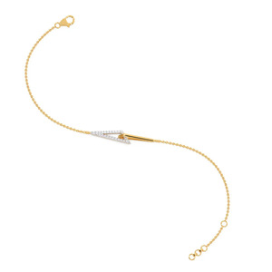 Bracelet en diamant à bords coupés avec chaîne en or jaune et motif géométrique central épuré - Product Image 3