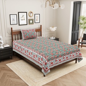 2026 Premium Grade Reactive Printed <b>Flat</b> Bedsheets 1 <b>Pillow</b> Covers Included Cotton Cover Sets 300tc Eco-Friendly All-Season - Product Image 4