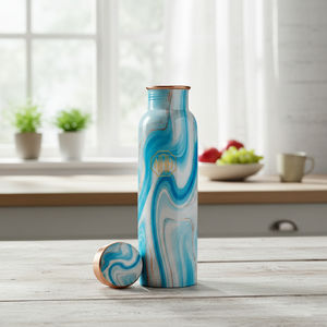 Bouteille d'eau en cuivre à motif guépard |   Vaisselle ayurvédique écologique et étanche pour la maison, la salle de sport, le bureau - Fournisseur en gros et exportateur - Product Image 6