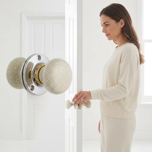 Ceramic Round <b>Door</b> <b>Knob</b> With Crackle Finish For Cabinet Furniture Contemporary Design Durable Handle - Product Image 3