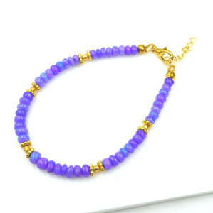 HAYAAT GEMS Natural Blue Ethiopian Opal Beaded Bracelet | AAA High <b>Fire</b> Gemstone October Birthstone Romantic Style - Product Image 3