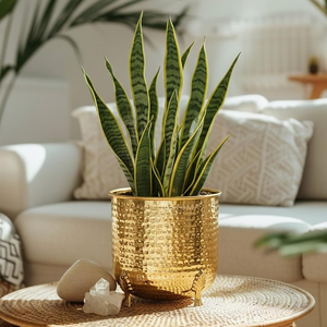 Luxury Hammered Metal Flower Pot with <b>Stand</b> Decorative Indoor Planter <b>for</b> Living Room Home Office and Hotel Decor - Product Image 4