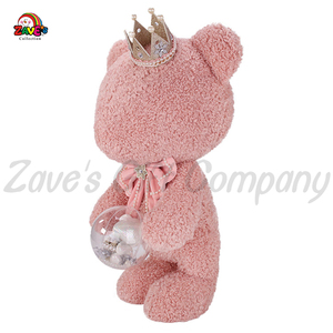 Zaves Poupée romantique ours en peluche pour les amoureux décorations de mariage rose rose avec couronne noeud papillon PP coton remplissage pour la Saint-Valentin - Product Image 2