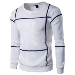 Sweat-shirt à rayures blanches pour homme, col rond, manches longues, pull décontracté, vêtement d'extérieur - Product Image 3