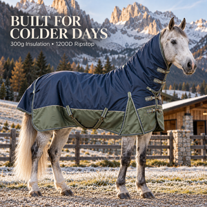 Manta de Invierno Premium para Caballo, 1200D Ripstop, con Aislamiento de Polifibra de 300g, Cuello Ajustable, Correas para el Pecho y Bordes Reflectantes - Product Image 4