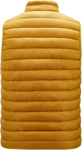 Gilet matelassé jaune moutarde pour homme, col montant, fermeture éclair, coupe-vent, vêtement d'extérieur décontracté, design uni pour l'automne - Product Image 3