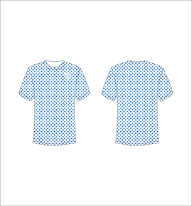 เสื้อยืดแขนสั้นผู้ชายสีน้ำเงินลายจุด คอกลม ลำลอง ทรงปกติ ผ้าฝ้ายพิมพ์ลาย - Product Image 1