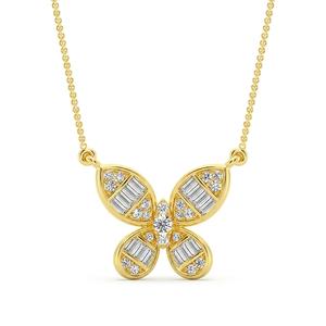 Trendy Custom Butterfly Design Unisex Fashion Jewelry Baguette Cut Moissanite Charms Pendant Necklace 10K Solid Gold Party Gifts - Product Image 1