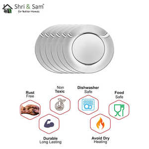 6 PCS Assiette Complète Signature Service de Vaisselle en Acier Inoxydable Brillant et Élégant - Product Image 1