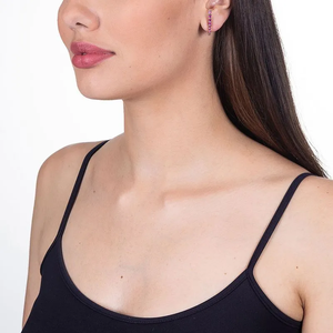 Ruby <b>Stud</b> <b>Earrings</b> 10K Solid Real Gold Plated Channel Set Classic Women's Fashion Jewelry Party <b>Earrings</b> - Product Image 4