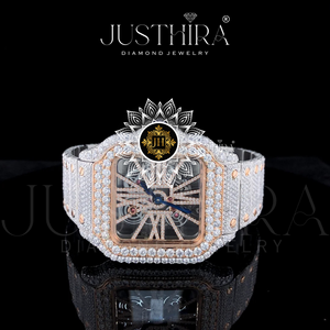 Premium Mens Iced Out Skeleton <b>Watch</b> Custom Moissanite <b>Diamond</b> Silver Rose Mechanical Movement Round Brilliant Cut VVS1 Fashion - Product Image 4