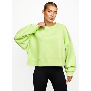 Women's Cotton Blend Luxury Streetwear Oversized Printed Front <b>Leopard</b> <b>Print</b> Drop-shoulder Crewneck Autumn Hoodies <b>Sweatshirt</b> - Product Image 1