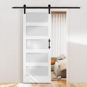 Kit Ferramenta per Porta Scorrevole da 1,68 m per Porta Scorrevole in Legno Grezzo 32x84 con 5 Pannelli in Vetro Temperato per Bagno - Product Image 4