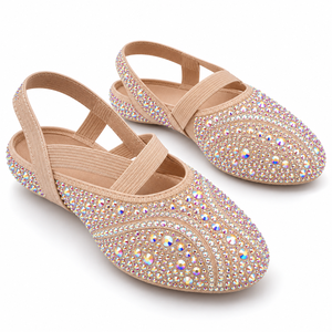 Zapatillas de Ballet Brillantes con Cristales de Imitación, con Correa Elástica, para Mujer, para Actuaciones y Uso en Escenario - Product Image 3