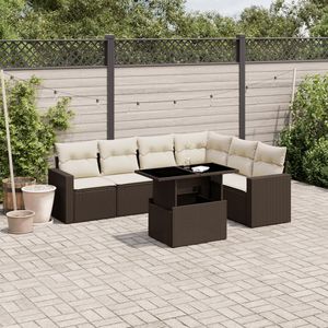 Conjunto de Sofás de Jardín en Color Crema, Blanco y Marrón - Product Image 1
