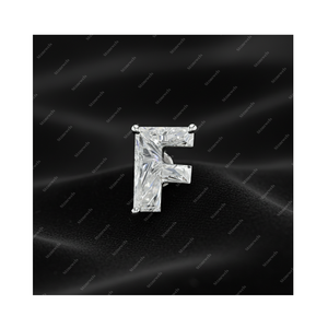 Regalos de Navidad, Pendientes de Plata de Ley 925 con Diamante Cultivado en Laboratorio con Certificación GIA IGI, Letra Inicial del Alfabeto F, Oro Fino, para Él y para Ella - Product Image 1