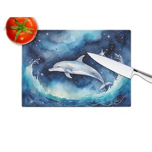 Planche à découper en verre Dolphin Starry Sea Grande taille Planche de service décorative en verre trempé pour la cuisine Plats et assiettes - Product Image 4