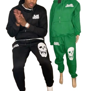 Ensemble de survêtements personnalisés unisexes sans bouffée Ensemble de survêtements pour hommes Pantalon de survêtement évasé à empiècements Ensemble pantalon de survêtement et sweat à capuche - Product Image 1