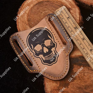 Étui de couteau pliant personnalisé style crêpe en cuir véritable, port horizontal sur ceinture, fait main en cuir de vachette, tactique EDC, prix de gros - Product Image 5