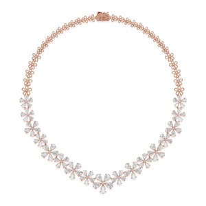 Collier Flora Symphony en diamants de culture, argent sterling 9KT, 10KT, 14KT, 18KT, collier de luxe avec diamants, cadeau pour femme - Product Image 5