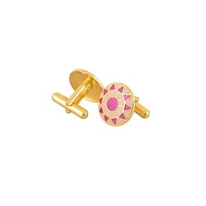 Mancuernillas de Lujo con Hebilla Redonda de Latón Chapado en Oro para Hombre, Esmalte Rosa, Geométricas, Accesorios Formales para Camisa, Regalo de Boda o Negocios - Product Image 2