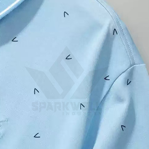 เสื้อโปโลผู้ชายผ้าฝ้ายพิมพ์ลายจุดสีฟ้าอ่อน แขนสั้น ระบายอากาศได้ดี สวมใส่สบาย ทรงปกติ คอปกกอล์ฟ - Product Image 6