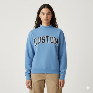 Sweat-shirt à col montant professionnel de haute qualité pour femme, en polyester/coton, léger, personnalisable avec impression sur le devant - Product Image 6