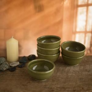 Tazón de Cerámica Verde Oliva para Aperitivos, Estilo Rústico, Acabado Liso, Diseño Compacto, Duradero, Apto para Alimentos, Ideal para Salsas, Frutos Secos y Postres - Product Image 4