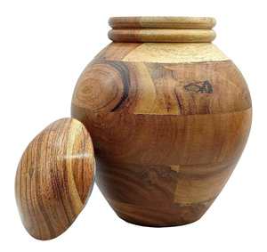 Urne funéraire compacte en bois brun foncé avec corps courbé lisse et couvercle sécurisé pour usage personnel commémoratif - Product Image 6