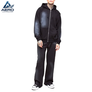 Custom Heavyweight Spray <b>Paint</b> Acid Wash Tracksuit <b>Set</b> Men Streetwear Full Zip Hoodie Wide Leg Sweatpants Two Piece <b>Set</b> - Product Image 1