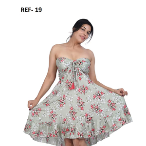 Vestido Corto sin Tirantes con Estampado Floral de Poliéster, Fabricante - Product Image 1