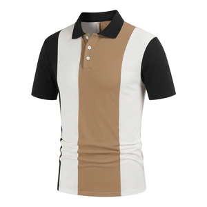 Chemises à manches courtes pour hommes, coupe ajustée, décontractées, en tricot brodé, avec poche, en polyester durable, écologiques, séchage rapide, style italien - Product Image 1