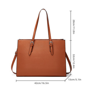 Sacs à bandoulière simples en cuir PU personnalisés en gros, à plusieurs compartiments, grande capacité, sacs pour ordinateur portable pour femmes, sacoches - Product Image 1