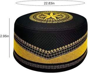 Vente en gros : Nouveaux styles de bonnets de prière musulmans brodés pour hommes, chapeaux islamiques pour le Namaz, casquettes unies imprimées, bonnets Kufi, cadeau du Ramadan et de l'Aïd - Product Image 2