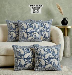 Housse de coussin en coton 100% pur, imprimée à la main par un exportateur indien, pour canapé, chambre, hôtel, disponible en grande quantité. - Product Image 1
