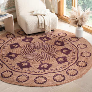 Alfombra de Yute Trenzada con Estampado de Mandala Colorido para Sala de Estar, Estilo Contemporáneo, Orgánico, Moderno y Nórdico - Product Image 6