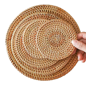 Round Rattan coaster | Natural Handmade Woven Charger <b>Plate</b> | Restaurant Tableware coaster - Product Image 3