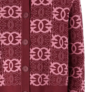 Cardigan en laine et cachemire épais rouge pour femme, col en V, manches longues, boutons recouverts, pull tricoté d'hiver - Product Image 3