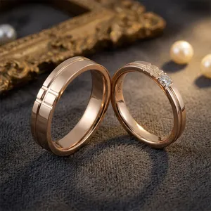 Classic Round 3mm Natural Diamond Couple Wedding <b>Rings</b> <b>Men</b> Women Engagement Gift Fashion 18K Yellow Gold Certified <b>Ring</b> Set - Product Image 3