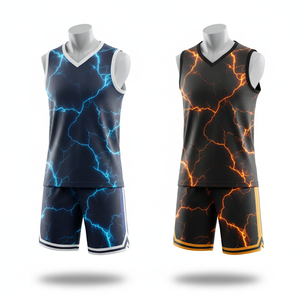 Ensemble de maillots de basketball professionnels personnalisés de haute qualité, imprimés par transfert thermique, col en V, sans manches, 100 % polyester, anti-humidité - Product Image 4
