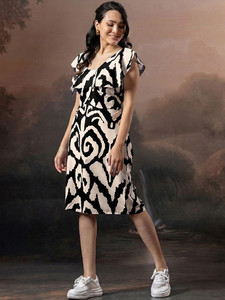 Vestido Midi Holgado de Algodón Estampado para Mujer, Formal, Ecológico, de Georgette, Cuello en V, Sin Mangas, con Encaje, para Uso Diario de Verano - Product Image 2