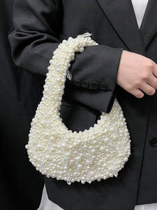 Bolso de Mano con Cuentas de Perlas Estilo Francés, Hecho a Mano, para Mujer, Bolso de Moda para Bodas y Fiestas, Bolso Tipo Hobo con Cuentas Tejidas - Product Image 2