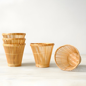 Manchon en bambou pour verres, porte-gobelet tissé décoratif, couvercle naturel pour verre, en gros - Product Image 6